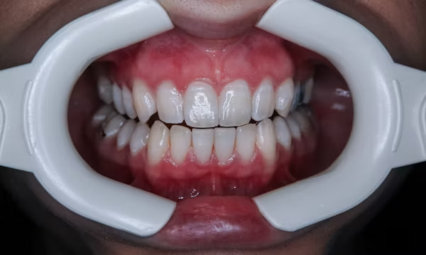 close-up shot of a person's teeth